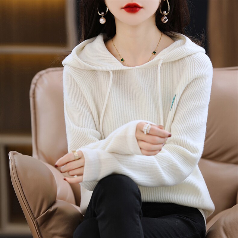通勤套头常规款其他2025年套头连帽长袖经典纯色，女装针织衫/毛衣，鑫之绒