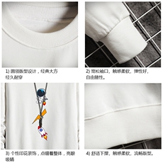 S6165-P28加绒款-P33秋季圆领卫衣男大码韩版宽松长袖外套网格，男装卫衣，电商A040A