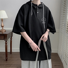 连帽短袖t恤男大码胖子带帽五分袖中袖LD54072-P45，男装T恤，电商A040