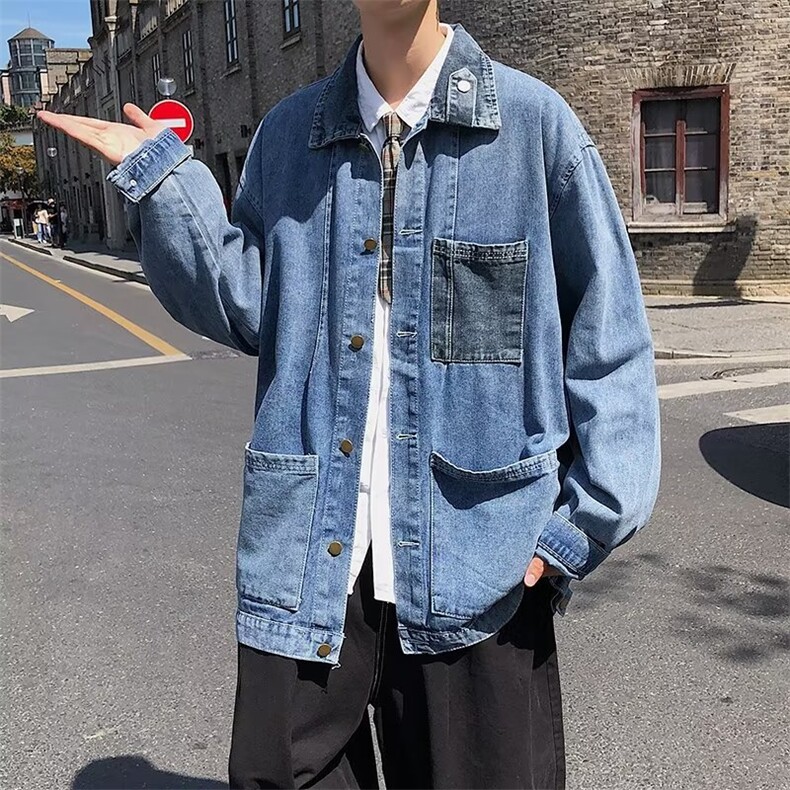 美式复古夹克街头个性宽松牛仔外套男女秋季多口袋上衣JK5300-p48,男装夹克,星座1008