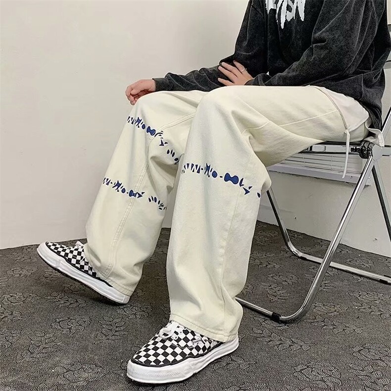 复古阔腿裤子高街ins潮牌春秋直筒宽松牛仔裤男士K425,男装牛仔裤,星座1116A-1（原606A）