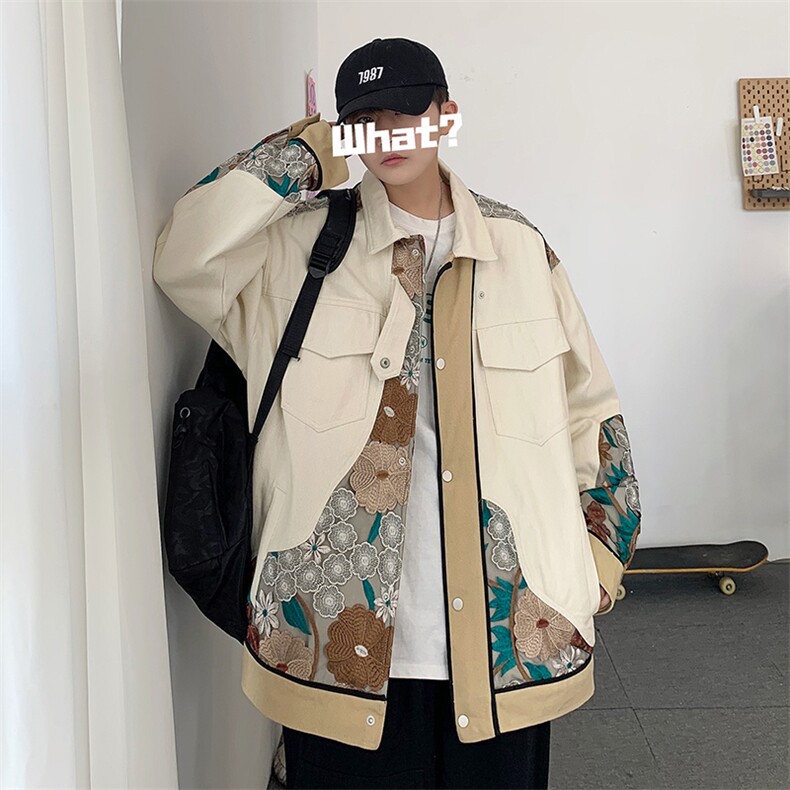 春秋美式潮牌刺绣棒球服男情侣宽松工装夹克男休闲外套HY068-P85,男装夹克,星座1008