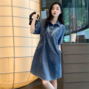 时尚气质牛仔连衣裙2024年夏季新款淑女温柔甜美中长款显瘦裙子图片