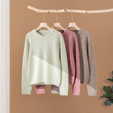 2025年秋季圆领长袖套头时尚百搭通勤简约休闲短款套头衫，女装羊绒衫，启东羊绒