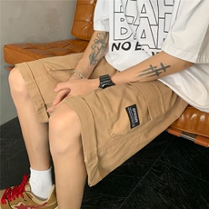 送腰带工装短裤男港风潮流多口袋帅2024夏季ins五分裤K3876-P37，男装休闲裤，星座412-3