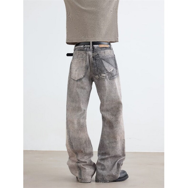 废土风美式数码印花水洗做旧微喇牛仔裤男小众vibe裤子N7020，男装牛仔裤，星座1116A（原606A-3）