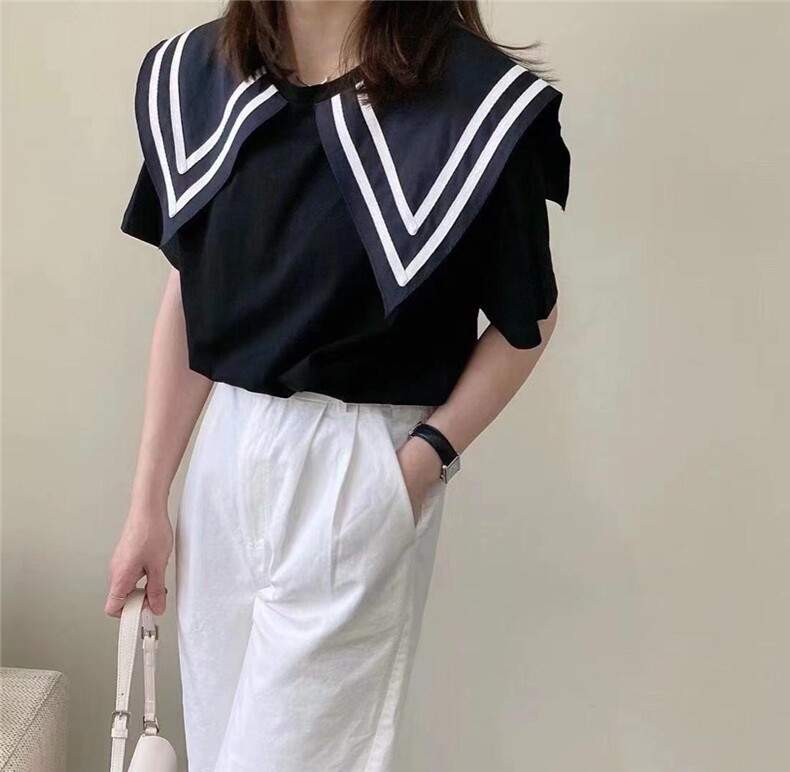 时尚海军风T恤，女装T恤，依多坊