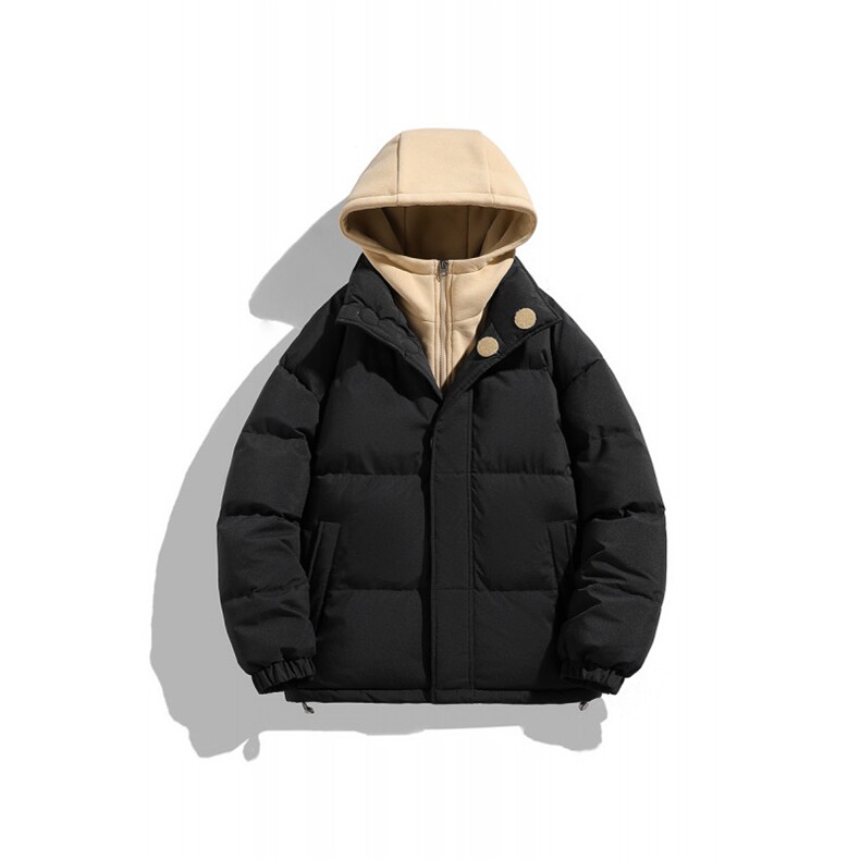 冬季青少年连帽假两件外套加绒加厚休闲简约棉衣棉服5303-P85,男装棉衣,电商B306