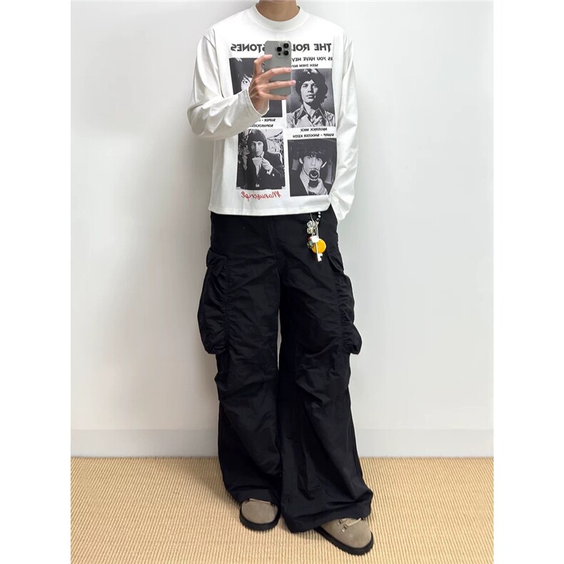 高街潮牌字母长袖T恤男女春秋纯棉宽松慵懒风圆领上衣,男装T恤,星座516A