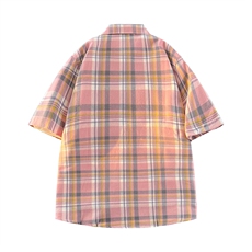 夏季新款青少年条纹格子潮衬衫男士宽松短袖衬衣CS888-P25，男装衬衫，电商A128