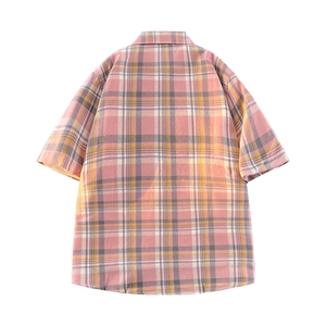 夏季新款青少年条纹格子潮衬衫男士宽松短袖衬衣CS888-P25图片
