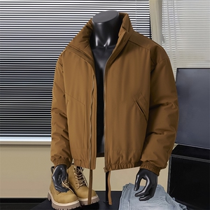 现货冬季美式休闲加厚雪山外套夹克立领纯色三防户外工装棉服图片