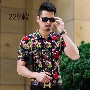 2021夏季男短袖花衬衫大码男花色男衬衫短袖226-230模组合图片