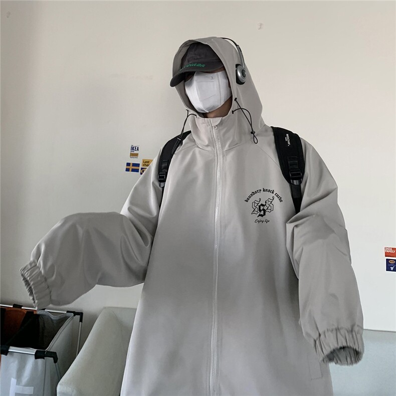 港风秋款宽松高品质连帽防水夹克F55P65控88,男装夹克,电商A247