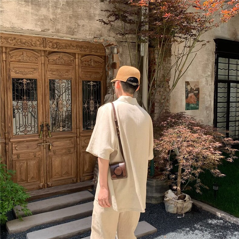 青少年2025年夏季新款重磅刺绣度假风五分t恤衬衫上衣外套设计感,男装T恤,星座506A