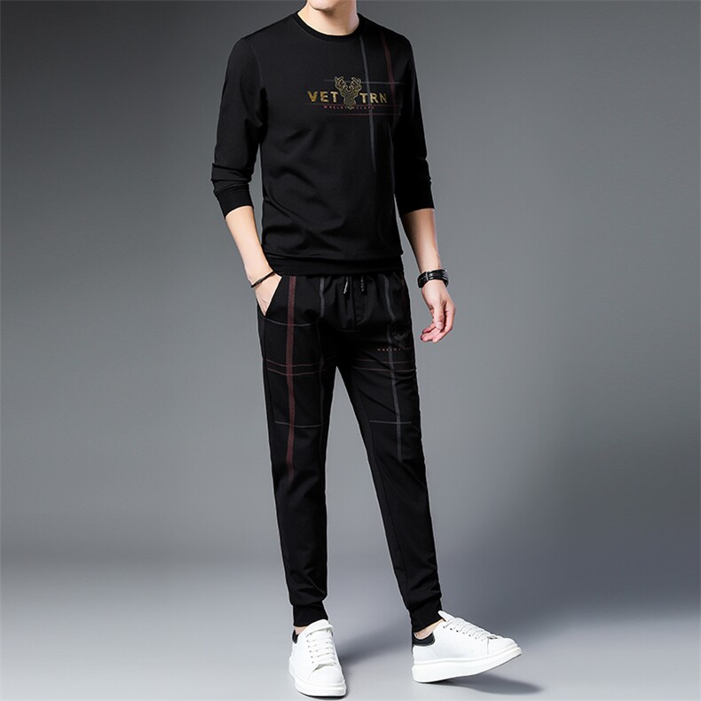 SA9638-2钱塘2020-2时尚休闲新款中青年男士圆领卫衣套装P137,男装休闲套装,钱塘207-2
