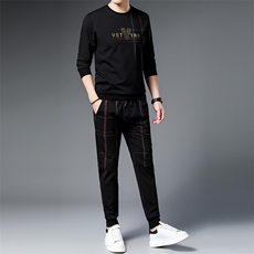 SA9638-2钱塘2020-2时尚休闲新款中青年男士圆领卫衣套装P137，男装休闲套装，钱塘207-2