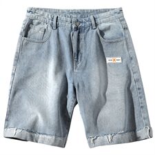 2021夏季新款男士潮牌宽松水洗牛仔休闲短裤五分裤DS770TP45，男装牛仔裤，电商A102