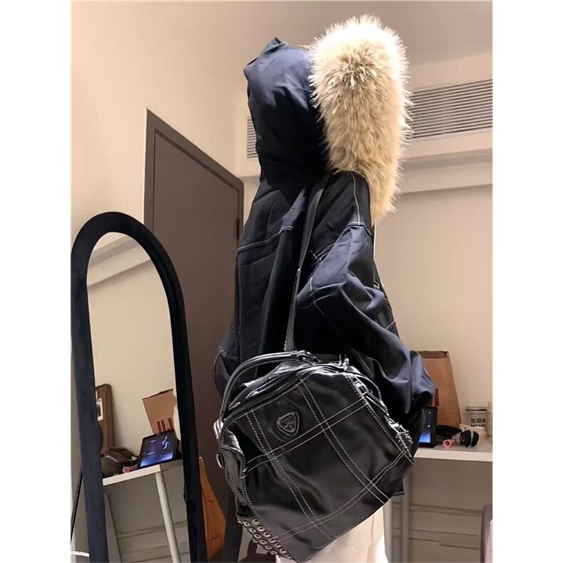 现货重磅boxy短款棉衣座山雕大毛毛领男女棉服水洗工装厚外套,男装棉衣,电商A486-1
