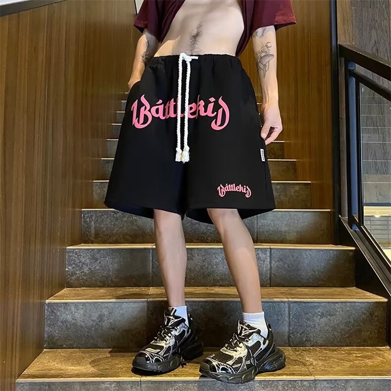 黑色短裤男款运动篮球休闲五分裤高街ins潮流宽松大裤衩沙滩裤夏,男装休闲裤,四季星座218-1
