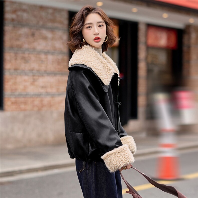 羊羔毛皮衣外套女2025冬季新款巨好看的洋气短款加厚皮毛一体夹克,女装棉衣/棉服,瑶迪依秀