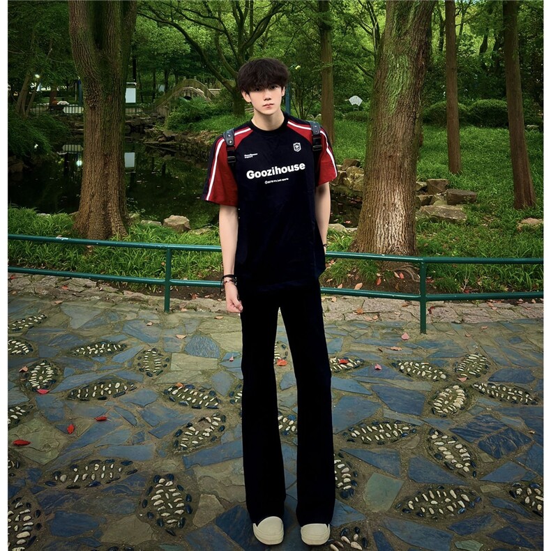 cleanfit黑色微喇西裤男款秋季宽松垂感弯刀裤子高级感直筒西装裤,男装西服套装,星座1210-1