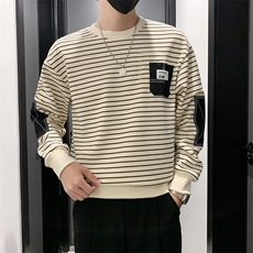 B340WY6307P5888店主风无头风拼接条纹圆领卫衣，男装卫衣，电商B340
