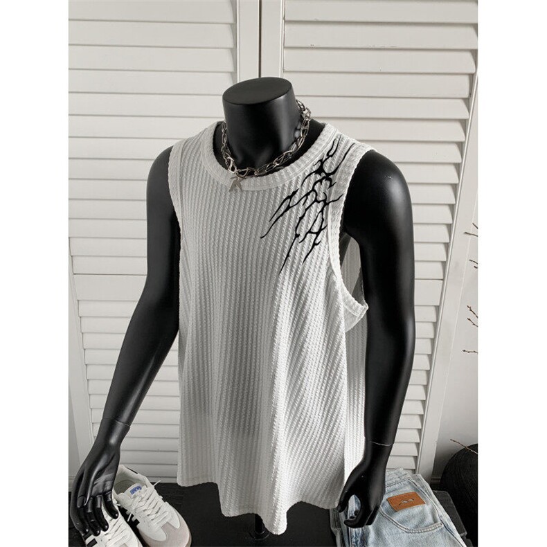 XZ809A/BXXX13/P25/控38肌理感美式印花背心T恤，男装背心/马甲，星座809A(原222-1)