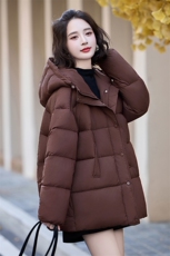 90%白鸭绒羽绒服女短款冬季小个子2024年新款泡芙加厚连帽外套，女装羽绒服，美沁