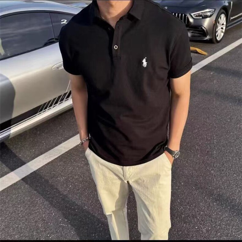 美式索罗娜小马刺绣polo衫珠地棉宽松百搭基础打底衫T恤POL06P55,男装T恤,电商D256-3(原A064-3)