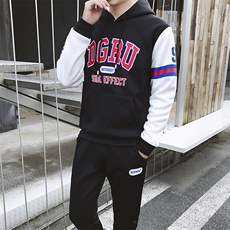 男士套装冬季卫衣休闲套装潮流加绒加厚运动服一套DS263T，男装卫衣，电商A102