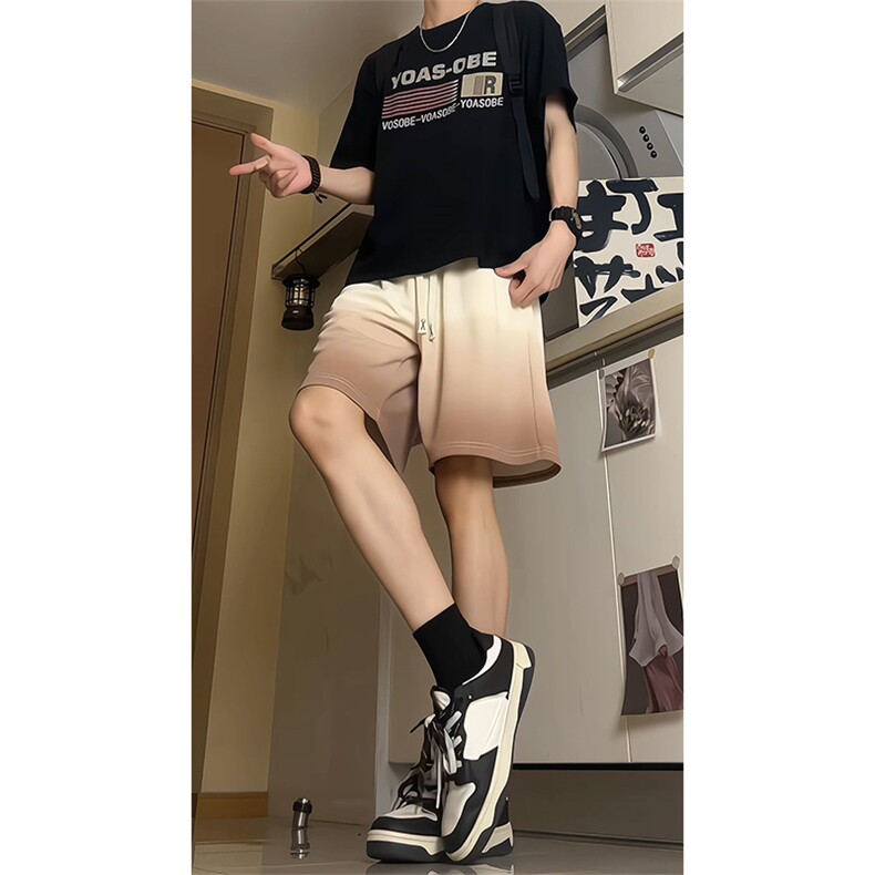 渐变运动短裤情侣宽松直筒五分裤A456特P30,男装牛仔裤,电商A309