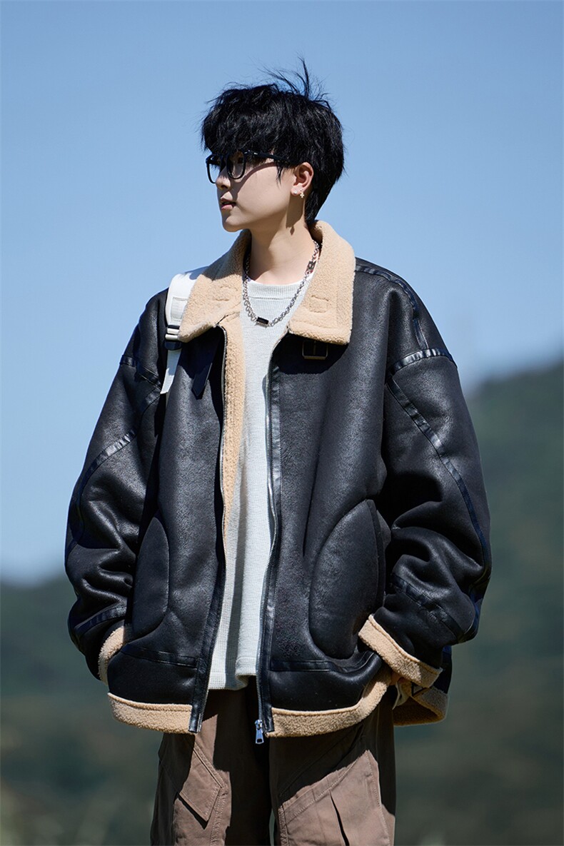 相机片港风大码棉衣外套皮毛一体男加厚棉袄MY198P128控198,男装棉衣,电商A029