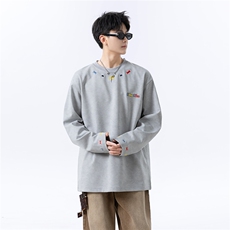 主推设计款250克秋季重磅砂洗刺绣天丝棉长袖T恤JF412-特P45控78，男装T恤，电商A422-1