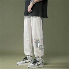 2024夏季新款港风中性风宽松大码冰感透气束脚休闲裤1535-P35，男装休闲裤，星座914-3