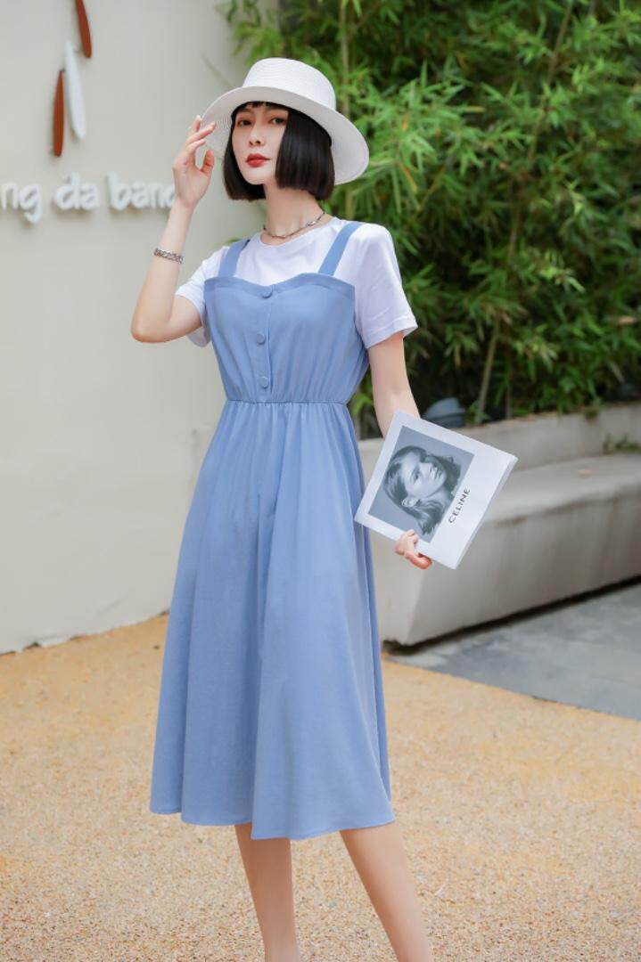 【现货］假两件连衣裙、补单款！，女装连衣裙，友一有二