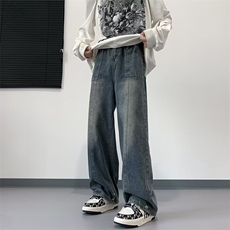 秋青少年牛仔裤子男高街水洗做旧直筒裤N1536P40，男装牛仔裤，星座1116-2