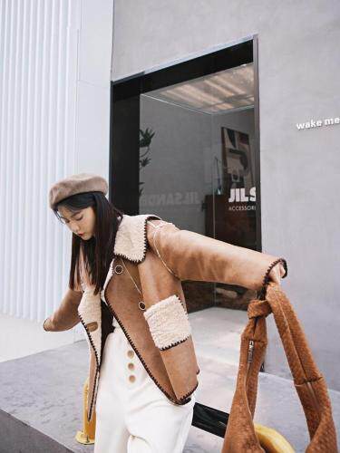 羊羔毛外套，女装，YOUER DENG