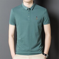 时尚绣标短袖T恤男翻领薄款男装夏季中年男士休闲百搭polo体恤衫,男装T恤,电商B212（原钱塘6029）