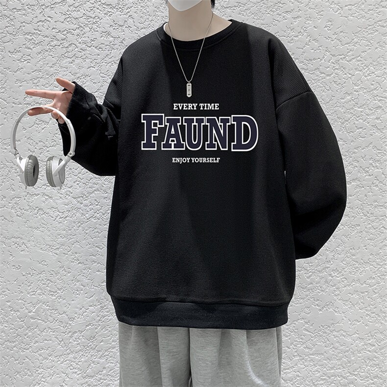 华夫格卫衣圆领卫衣男大码长袖t恤男外套HW76295-P30,男装卫衣,电商A040