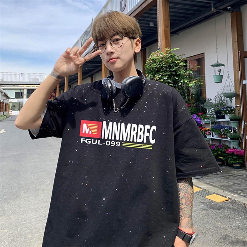 量大优供抖音视频支持得物配合二开美式满天星亮片短袖T恤MTX558,男装T恤,电商A486