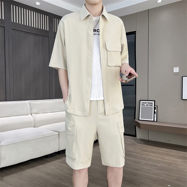 DT253-P752025夏季冰丝薄款短袖衬衫短裤两件套,男装牛仔裤,星座507A（原星座306B-2）
