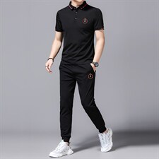 2023年夏款潮流休闲时尚男士短袖运动套装P145，男装休闲套装，电商D223-1
