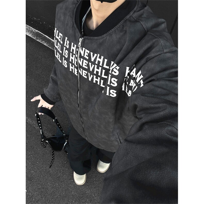 高街立领夹克外套男女秋冬季节潮牌字母印花棉服棒球服J506,男装夹克,星座1116A（原606A-3）