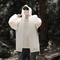 夏季户外轻薄防晒衣外套男山系机能宽松休闲纯色连帽防紫外线夹克，男装夹克，星座601-2