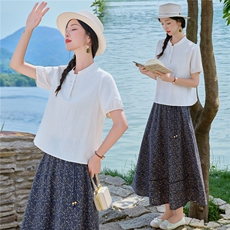 8366时尚刺绣上衣+碎花半身裙（可分开购买），女装套装/套裙，倪叶myz