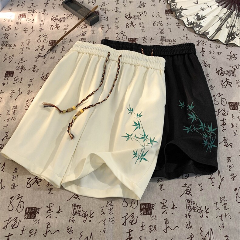 2025新中式短裤男风复古中裤大码宽松印花五分裤-2418-P22-控48,男装牛仔裤,星座207
