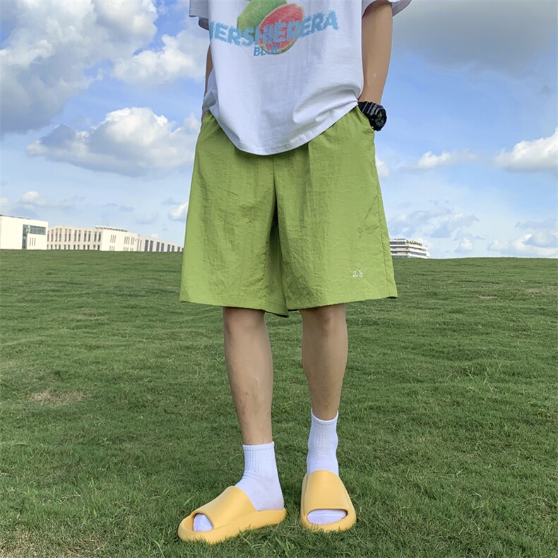 多巴胺米灰色五分短裤美式速干休闲直筒阔腿冰丝裤DK310-特批15,男装休闲裤,星座718-1