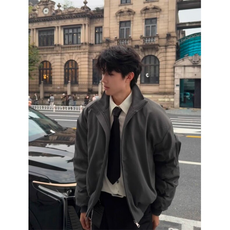夹克男高级感立领廓形工装外套短款教练棒球服513AJK2461P67图片