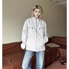 26春装高品质老钱风立领夹克外套男女美式潮牌拉链工装风宽松上衣，男装夹克，电商A486